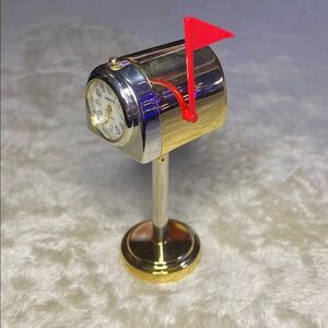 Lafayette Silver and Gold Miniature Mailbox Desk Clock